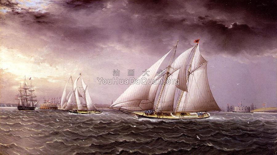 Schooner Race in New York Harbor - 詹姆斯·E·巴特斯沃思